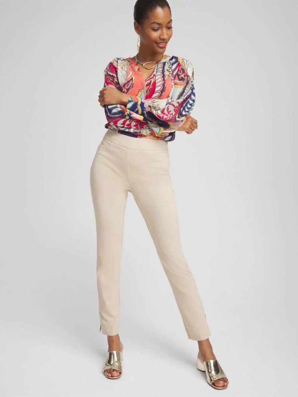 CHICO'S pull on ankle pants in beige (3R/US16R)